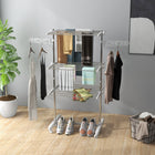 HOMCOM 3 Tier Collapsible Laundry Hanger for Indoor - White-Folding down racks, rotatable wings and foldable legs for easy storage 