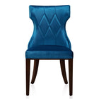 Manhattan Comfort Reine 19.7" Traditional Velvet Upholstered Dining Chairs - Cobalt Blue and Walnut - Set of 2-Elegant Diamond Stitching