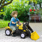 Aosom Kids Pedal Ride-On Tractor with Front Loader - Yellow-Pedaling in both directions-front and back mechanism 