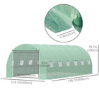 Outsunny 20' x 10' x 6.6' Large Walk-in Greenhouse with Windows and Door - Green-Tough and durable green PE cover is waterproof and UV resistant  