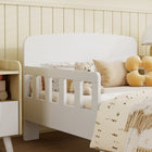 Qaba Bed Frame with Safety Side Rails for Kids - White-Supports up to 176 lbs. (80 kg), suitable for lasting use and shared moments
