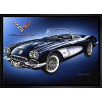 Corvette by Michael Fishel - Framed Canvas - 31" x 22"-Premium canvas print with gallery-wrapped edges