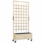 Outsunny Wooden Planter with Trellis with Wheels - Drainage Holes-Trellis for climbing plants
