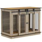 PawHut 47" Dog Crate Furniture with Divider Panel - Oak-Can serve as a TV stand, side table, and decorative dog crate 