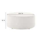 Modway Callum Large 38" Round Woven Heathered Fabric Upholstered Ottoman - Heathered Weave/Ivory-Dense Foam Padding