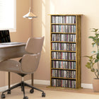 HOMCOM 8-Tier Media Storage Cabinet - Rustic Brown-Anti-tipping strap enhances safety and stability