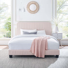 Modway Celine Channel Tufted Performance Velvet Full Platform Bed - Pink-Solid Wood Legs