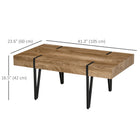 HOMCOM Rustic Coffee Table with Steel Legs - Natural Wood Finish-Adjustable foot pads at the bottom keep the table stable on uneven ground