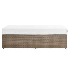 Modway Convene Outdoor Patio Rectangle Ottoman - Cappuccino/White-All-Weather Cushions