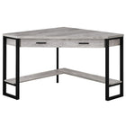 Monarch Specialties 7505 42" Computer Desk - Grey Reclaimed Wood Corner-Corner computer desk with storage in a grey reclaimed wood-look finish