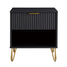 Manhattan Comfort DUMBO 20.07" Modern 1-Drawer Nightstand - Black-Modern-Contemporary with a taste of Glam - Nightstand for Bedroom and Living Room Use