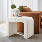 Modway Simba Boucle Fabric Waterfall Stool - Ivory-Adjustable Foot Caps