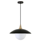 Hudson&Canal Alvia 14.5" Wide Pendant with Metal/Glass Shade - Matte Black/Brass/White-Coastal design for your entryway, foyer, or kitchen