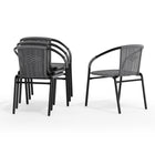 Flash Furniture Grey Rattan Indoor-Outdoor Restaurant Stack Chair-Grey Rattan Back and Seat