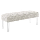 Modway Prologue Woven Performance Velvet Ottoman - White-Velvet Ottoman