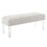 Modway Prologue Woven Performance Velvet Ottoman - White-Velvet Ottoman