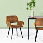 Homy Casa Modern Upholstered Brown Suede Dining Chair - Black Legs with Gold Accents - 2 Pack-Sturdy Metal Legs: Black metal legs provide stability, while gold accents offer a chic, modern look.