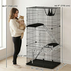 PawHut 3-Tier Cat Cage Indoor with Hammock Cushions for 1-2 Kittens-Strong steel construction keeps your feline friend secure
