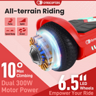Gyrocopters PRIME Hoverboard for Kids - 15 km/h Speed ​​ - 300 W - 6.5" - LED Wheels - Bluetooth Speaker - Red-LED-illuminated wheels