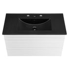 Modway Render 36" Wall-Mount Bathroom Vanity - White/Black-Ceramic Sink Basin