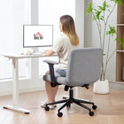 HOMCOM Criss Cross Wide Office Chair with Arms and Wheels - Grey-Built with a metal base and class-three gas lift for durability and stability