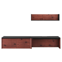 Modway Kinetic 38" Wall-Mount Office Desk With Cabinet and Shelf - Black Cherry-Wall-Mount Office Desk, Cabinet, and Shelf