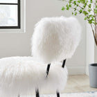 Modway Skylar Sheepskin Chair - White-Dense Foam Padding