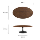 Modway Lippa 48" Oval Wood Coffee Table - Black Walnut-Wood Grain Veneer and MDF Tabletop