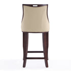 Manhattan Comfort Emperor 19" Traditional Faux Leather Upholstered Bar Stool - Cream and Walnut - 2 Pack-22.5" L x 21" W x 41" H