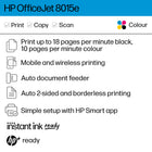 HP OfficeJet Pro 8015e Wireless All-in-One Colour Inkjet Printer with Bonus 6 months Instant Ink with HP+-6 MONTHS OF PRINTING INCLUDED - Subscribe to Instant Ink delivery service to get ink delivered directly to your door before you run out. After 6 months, monthly fee applies unless cancelled, and you save up to 50%.