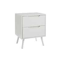 Monarch Specialties 24" 2-Drawer Laminate Accent Table - White-2 spacious storage drawers with handles, this side table helps keep essentials organized and your space clutter-free, all while maintaining an elegant appearance