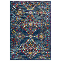 Modway Entourage Khalida Distressed Floral Lattice Area Rug - 8 ft W x 10 ft L - Blue Orange Yellow Red-Distressed Vintage Floral Lattice Area Rug 