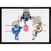Sidney Crosby & Auston Matthews Overhead - Framed Canvas - 31" x 22"-Premium canvas print with gallery-wrapped edges