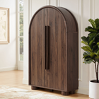 Modway Bellamy Arched Fold-Out Desk Cabinet - Walnut-Adjustable Interior Shelf