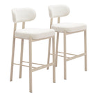 Zuo Aurea Barstool - Light Grey - Set of 2-Powder coated steel leg