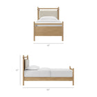 Modway Leni Twin Size Wood Platform Bed Frame - Light Oak Heathered Ivory-Solid Rubberwood Headboard & Footboard