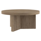 Hudson&Canal Holm 32"W Round Coffee Table - Antiqued Grey Oak-Tabletop features a weight capacity of 50 lbs