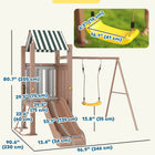 Qaba Kids Heavy-Duty Swing Set with Slide, Covered Fort - Ladder-Safety side panels on the fort enhance protection 