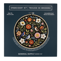 General Supply Goods + Co Embroidery Kit - 7.87" x 7.87" - Flowers and Birds-Floral theme including various flowers, plants and songbirds