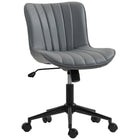 HOMCOM Armless 360-Degree Swivel Computer Desk Chair - Dark Grey-Breathable, wear-resistant microfiber cloth with high-density foam ensures cool, comfortable seating