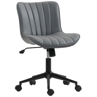 HOMCOM Armless 360-Degree Swivel Computer Desk Chair - Dark Grey-Breathable, wear-resistant microfiber cloth with high-density foam ensures cool, comfortable seating