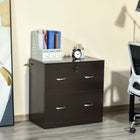 Vinsetto 2-Drawer Lateral Filing Cabinet with Lock - Espresso-Can be used as a printer table for holding printer or fax machine
