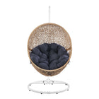 Modway Encase Outdoor Patio Rattan Swing Chair - Cappuccino Navy-Weight Capacity: 330 lb
