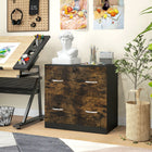 Vinsetto 2-Drawer Lateral Filing Cabinet with Lock - Rustic Brown-Can be used as a printer table for holding printer or fax machine