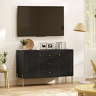 HOMCOM Modern 47.2" L Sideboard Buffet Cabinet with Storage - Black-Particleboard and MDF frame with five steel legs, supports up to 207 lb. (94 kg)