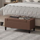 HOMCOM Storage Bench with Ottoman - Brown-High-density sponge and premium linen leather cover gives it extra soft and comfortable for sitting;