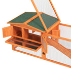 PawHut Outdoor Wooden Rabbit Hutch - Orange-Removable slide-out tray for easy and quick cleaning 