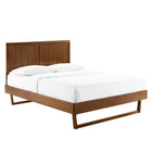 Modway Alana Wood Queen Platform Bed with Angular Frame - Walnut-Queen Headboard With Panel Detail