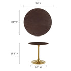 Modway Lippa 28" Round Wood Dining Table - Gold Cherry Walnut-Wood Grain Veneer and MDF Tabletop