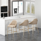 Manhattan Comfort Gracie 22" Modern Leatherette Upholstered Barstool - Tan and Gold - 3 Pack-Frame and Legs Features Choice of Fully Welded Black Steel or Gold Stainless Steel